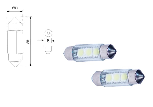 Accéder à la pièce LED CANBUS AMPOULES 12V C5W 38X11MM (BLISTER 2 PCS)