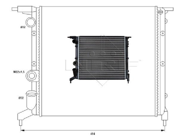 Radiateur 1.4L essence sans clim.