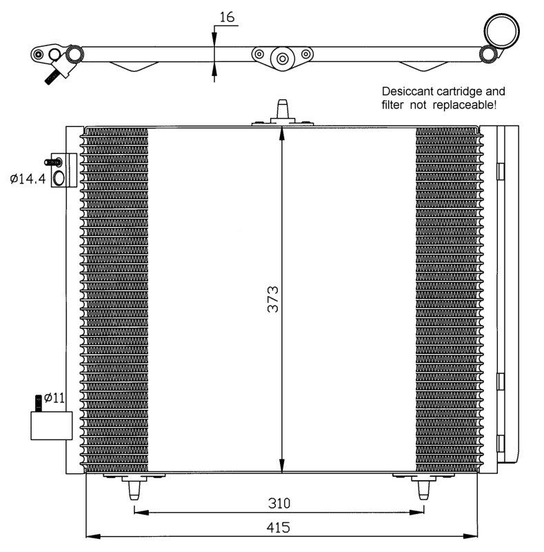 Condenseur de climatisation 1,1L - 1,4L - 1,6L - 1,4L Hdi