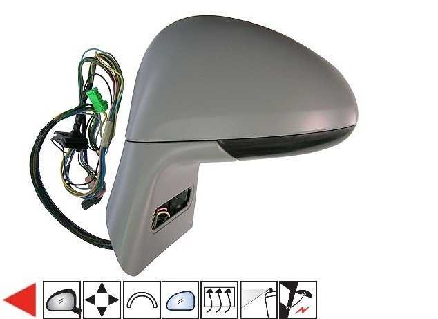 Accéder à la pièce Rétroviseur gauche électrique, convexe, bleu, chauffant, apprêté, rabattable