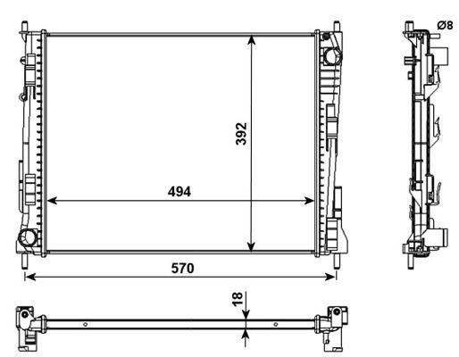 Radiateur 1.2L - 1.2L 16v - 1.2L turbo - 1,5L dCi