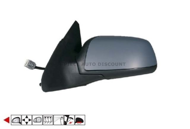 Accéder à la pièce Rétroviseur gauche électrique, chauffant, rabattable à peindre + courtoisie [grand angle]