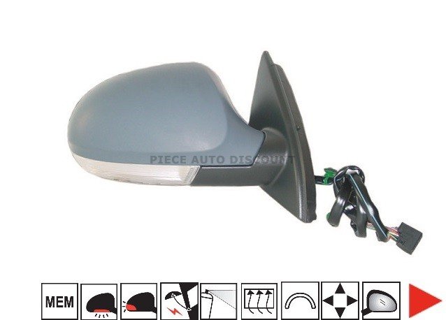 Accéder à la pièce Rétroviseur droit électrique, chauffant, rabattable, mémoire à peindre + feu + coutoisie 