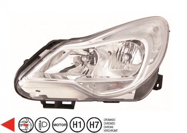 Accéder à la pièce Phare gauche H1+H7 + feu de jour [Chrome]