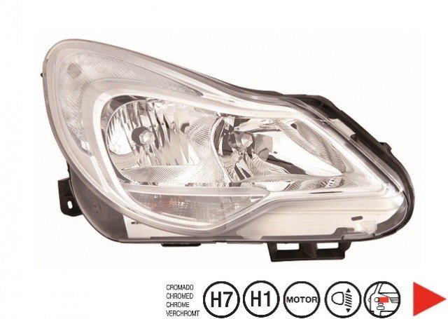 Accéder à la pièce Phare droit H1+H7 + feu de jour [Chrome]