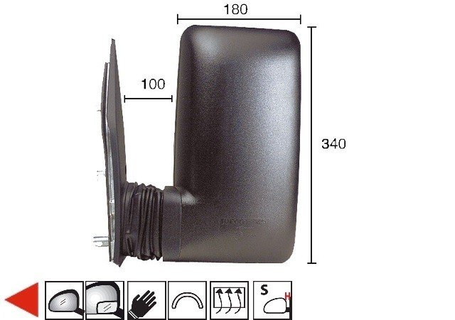 Accéder à la pièce Rétroviseur droit manuel, chauffant [Court]