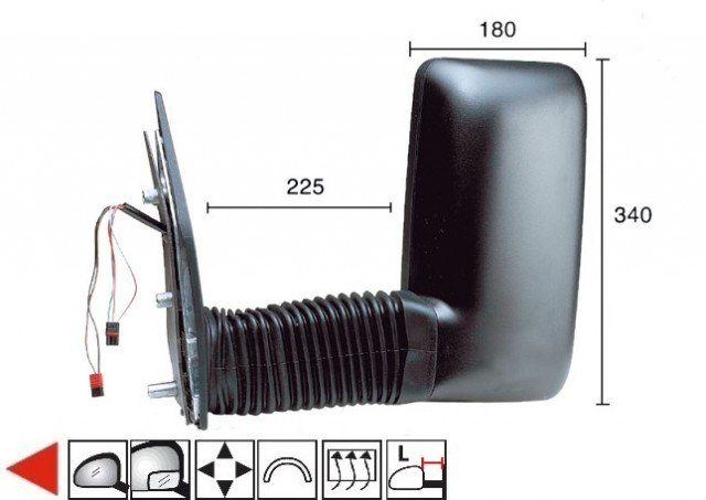 Accéder à la pièce Rétroviseur électrique gauche, convexe, chauffant (bras long)