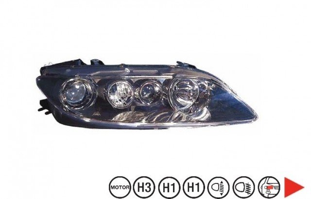 Accéder à la pièce Phare droit H1+H1+H3 [Noir]