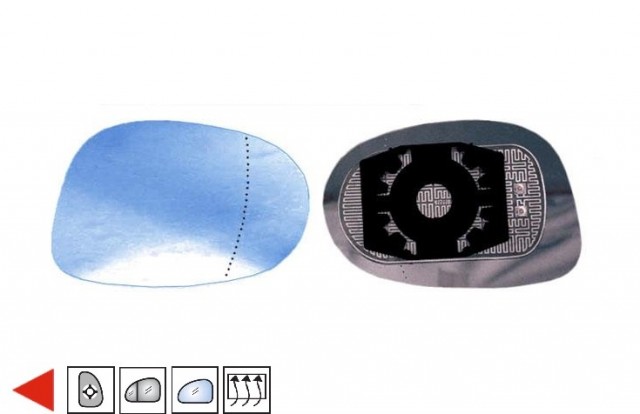Glace bleue + support rétroviseur gauche chauffant [grand angle] pour FIAT CROMA II phase 1 du 06/2005 au 12/2007