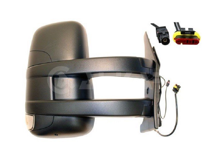 Accéder à la pièce Rétroviseur manuel droit, convexe, avec feu clignotant, avec antenne (long) (2 broches)