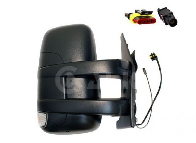 Accéder à la pièce Rétroviseur manuel droit, convexe, avec feu clignotant, avec antenne (court) (2 broches)