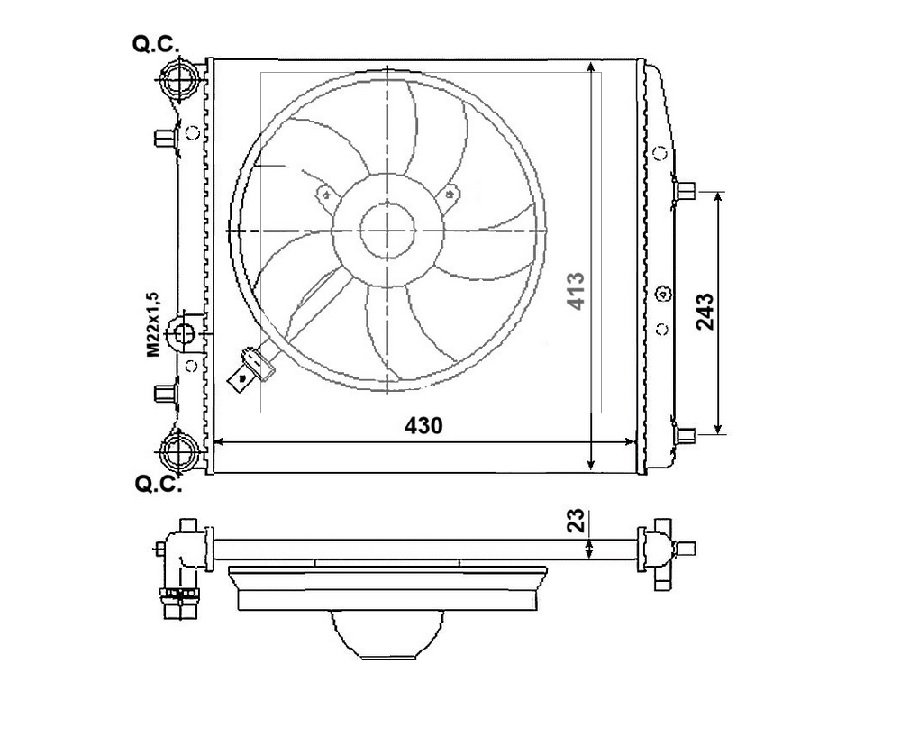 Radiateur 1,2L - 1,4L VOLKSWAGEN POLO  pour VOLKSWAGEN POLO  Radiateur 1,2L - 1,4L VOLKSWAGEN POLO  pour VOLKSWAGEN POLO