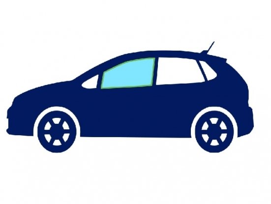 Accéder à la pièce Vitre latérale avant gauche teinté verte