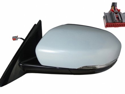 Accéder à la pièce Rétroviseur gauche électrique à peindre convexe, chauffant, rabattable + clignotant + sonde + courtoisie + side (12 fiches)