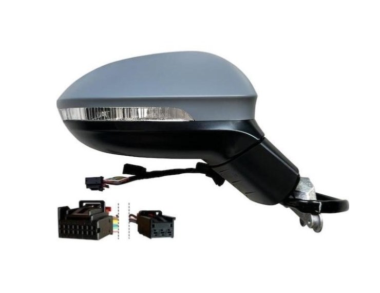 Rétroviseur électrique droit, asphérique, chauffant, apprêté, rabattable, repetiteur, feu de courtoisie, mémoire et side (16 broches) pour VOLKSWAGEN GOLF  pour VOLKSWAGEN GOLF
