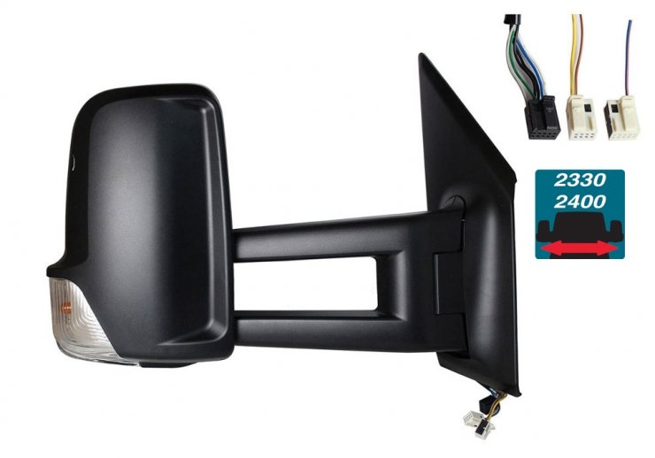 Accéder à la pièce Rétroviseur électrique, droit, convexe, chauffant, avec feu clignotant (6 broches, 2 broches) (long)