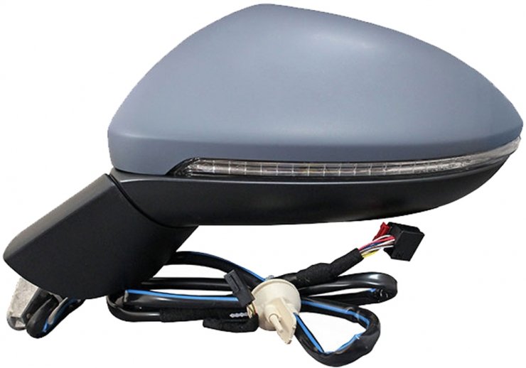 Rétroviseur électrique gauche, asphérique, chauffant, apprêté, rabattable, avec feu clignotant, de courtoisie (11 broches) VOLKSWAGEN-GOLF pour VOLKSWAGEN GOLF  pour VOLKSWAGEN GOLF