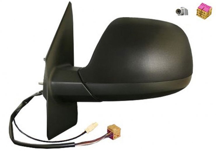 Rétroviseur électrique gauche, asphérique, chauffant, avec antenne (5 broches) VOLKSWAGEN-TRANSPORTER T5 pour VOLKSWAGEN MULTIVAN  pour VOLKSWAGEN MULTIVAN
