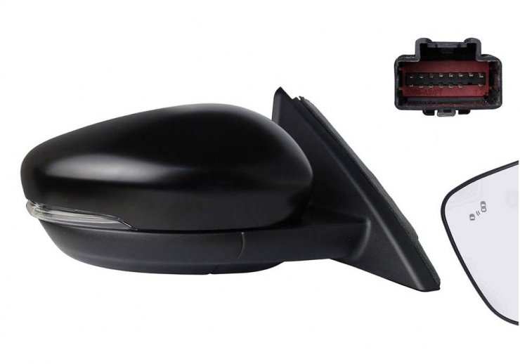 Accéder à la pièce Rétroviseur électrique droit, convexe, chauffant, apprêté, rabattable, avec feu clignotant, courtoisie, mémoire, side (15 broches)