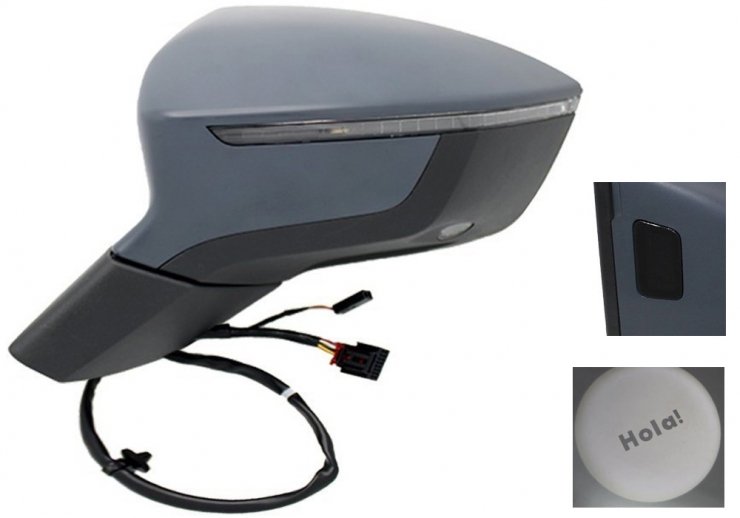 Rétroviseur électrique gauche, convexe, chauffant, apprêté, rabattable, avec feu clignotant, courtoisie, side (11 broches) SEAT-ateca pour SEAT ATECA  pour SEAT ATECA