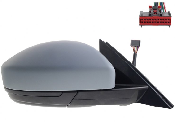 Rétroviseur électrique droit, convexe, chauffant, apprêté, avec feu clignotant, courtoisie, LED (7 broches) JAGUAR-E-PACE pour JAGUAR E-PACE  pour JAGUAR E-PACE