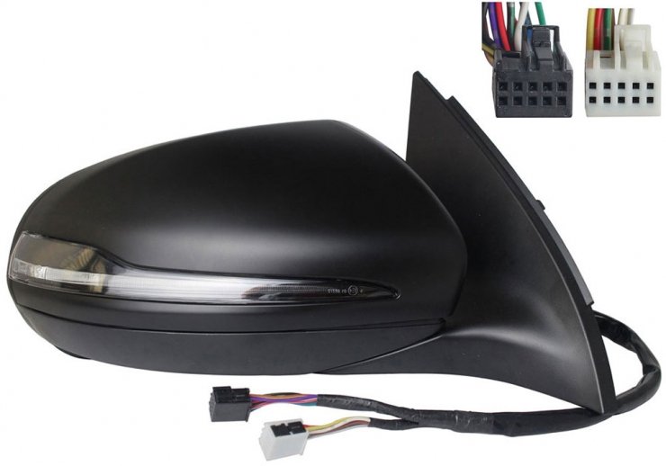 Rétroviseur électrique gauche, asphérique, chauffant, apprêté, rabattable, avec feu clignotant, mémoire, LED, side (7 broches - 8 broches) MERCEDES-CLASSE GLA pour MERCEDES CLASSE GLA  pour MERCEDES CLASSE GLA