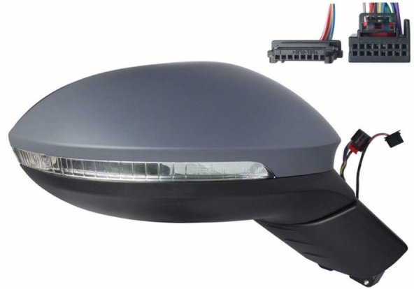 Accéder à la pièce Rétroviseur électrique droit, convexe, chauffant, apprêté, rabattable, avec feu clignotant, courtoisie, mémoire, LED (9 broches)