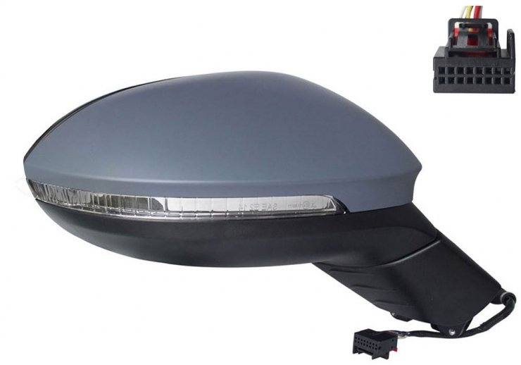 Rétroviseur électrique droit, convexe, chauffant, apprêté, avec feu clignotant, LED (6 broches) VOLKSWAGEN-ID pour VOLKSWAGEN ID  pour VOLKSWAGEN ID