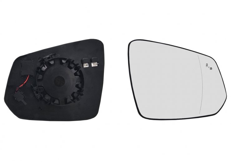 Accéder à la pièce Glace + support de rétroviseur droit, asphérique, thermique, side (2 broches)