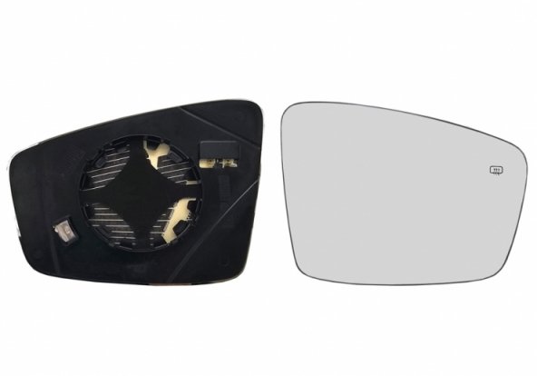 Accéder à la pièce Glace + support rétroviseur droit, convexe, chauffant (2 broches)