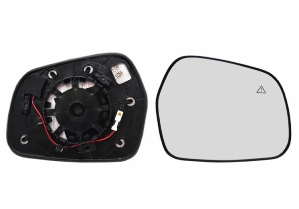 Accéder à la pièce Glace + support rétroviseur droit, convexe, chauffant, side (2 broches)