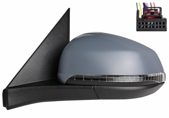 Accéder à la pièce Rétroviseur électrique gauche, convexe, chauffant, apprêté, rabattable, avec feu clignotant, courtoisie (9 broches)