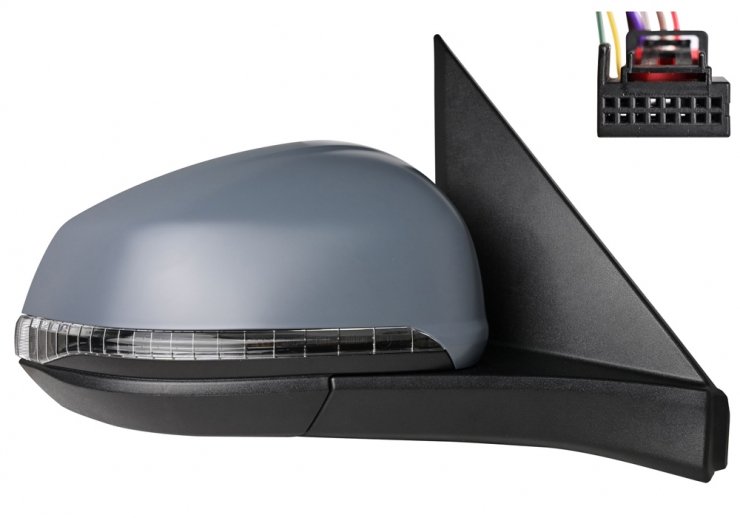 Rétroviseur électrique droit, convexe, chauffant, apprêté, rabattable, avec feu clignotant, courtoisie (9 broches) ACCESSOIRES CAMION-AILES ET CALES DE ROUE pour VOLKSWAGEN MULTIVAN  pour VOLKSWAGEN MULTIVAN