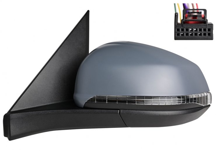 Rétroviseur électrique gauche, convexe, chauffant, apprêté, rabattable, avec feu clignotant, courtoisie (9 broches) ACCESSOIRES CAMION-AILES ET CALES DE ROUE pour VOLKSWAGEN MULTIVAN  pour VOLKSWAGEN MULTIVAN