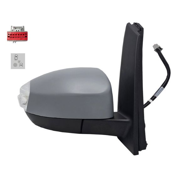 Accéder à la pièce Rétroviseur électrique droit, convexe, chauffant, apprêté, rabattable, avec feu clignotant, sonde, courtoisie, side (12 broches)