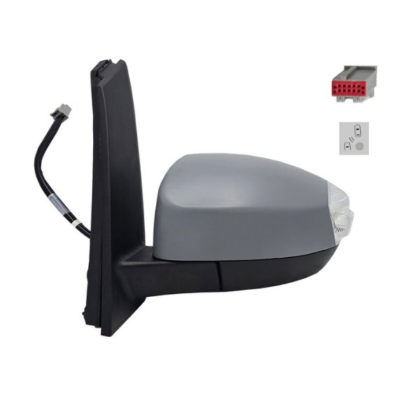 Accéder à la pièce Rétroviseur électrique gauche, asphérique, chauffant, apprêté, rabattable, avec feu clignotant, courtoisie, side (10 broches)