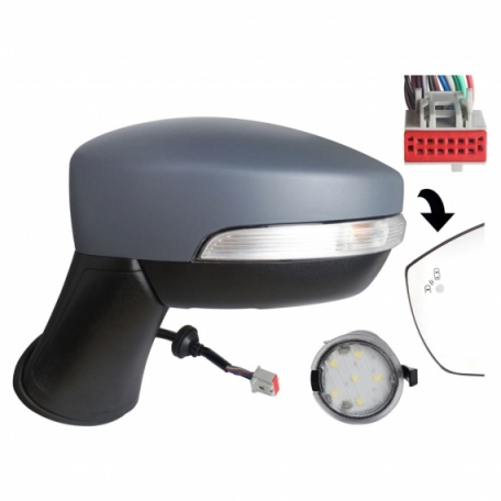 Accéder à la pièce Rétroviseur électrique gauche, apprêté, convexe, chauffant, rabattable, avec feu clignotant, courtoisie, side (12 broches) (Depuis 2019)