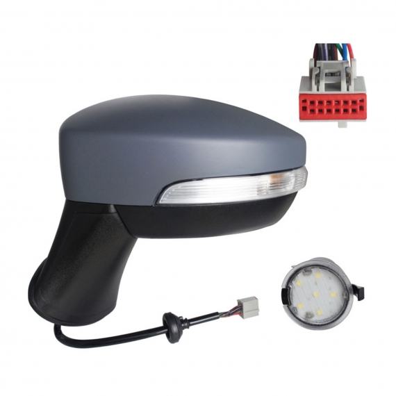 Rétroviseur électrique gauche, apprêté, asphérique, chauffant, rabbatable, avec feu clignotant, courtoisie (10 broches) ACCESSOIRES CAMION-AILES ET CALES DE ROUE pour FORD ECOSPORT  pour FORD ECOSPORT