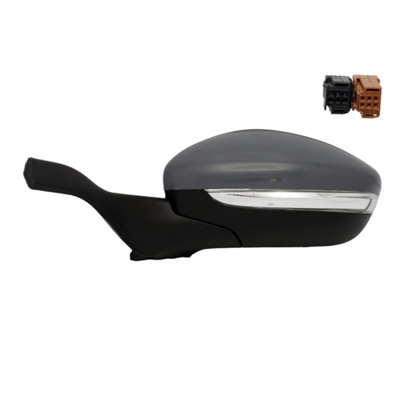 Rétroviseur électrique gauche, apprêté, convexe, chauffant, rabattable, avec feu clignotant (9 broches)